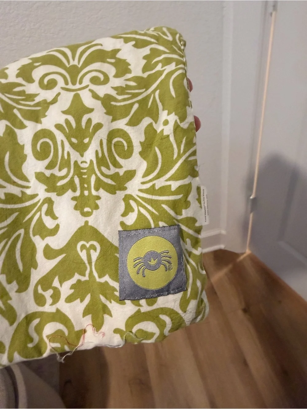 Green and White Damask wet bag